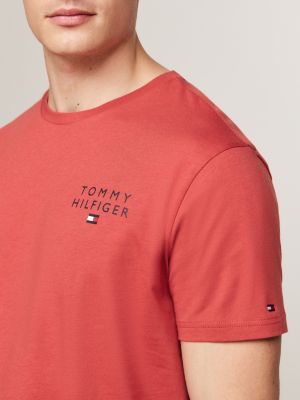 rood original lounge-t-shirt met logo voor heren - tommy hilfiger