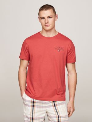 red original lounge-t-shirt met logo voor heren - tommy hilfiger