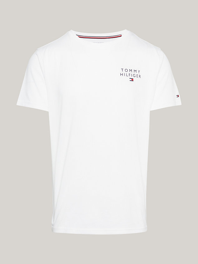 white th original lounge-t-shirt met logo voor heren - tommy hilfiger