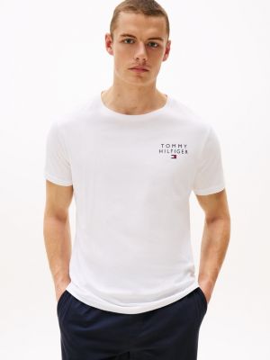 white th original logo lounge t-shirt for men tommy hilfiger