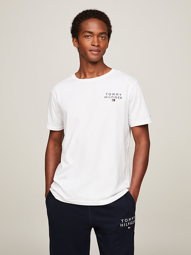 t-shirt lounge th original con logo white da uomini tommy hilfiger