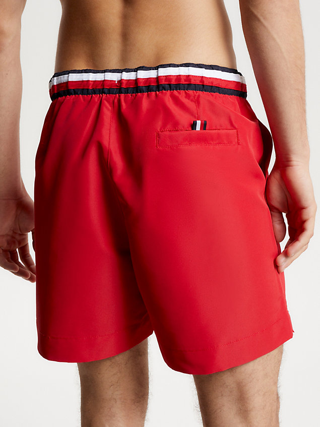 red global stripe mid length swim shorts for men tommy hilfiger