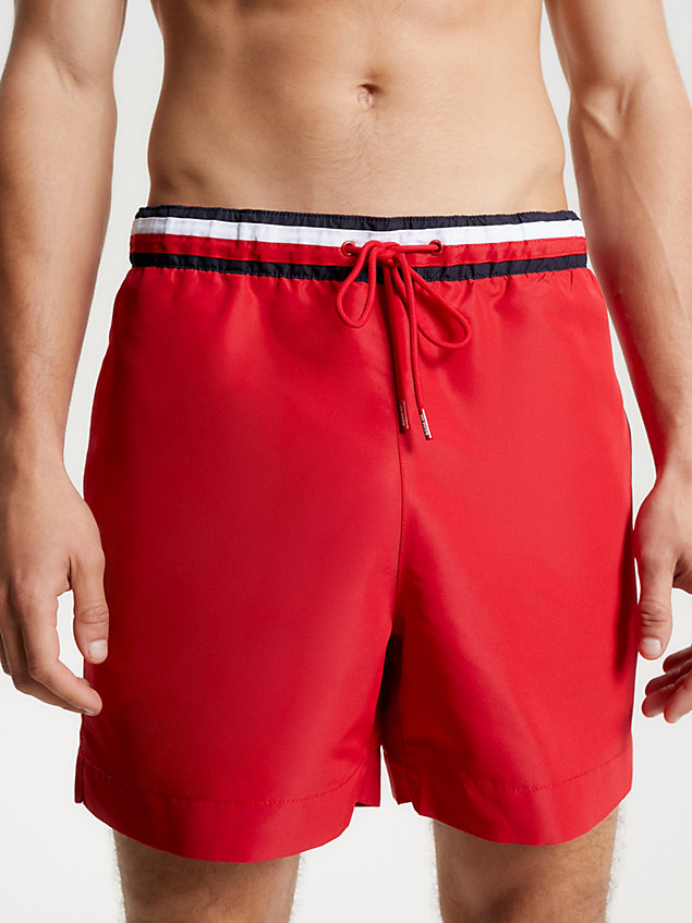 red global stripe mid length swim shorts for men tommy hilfiger