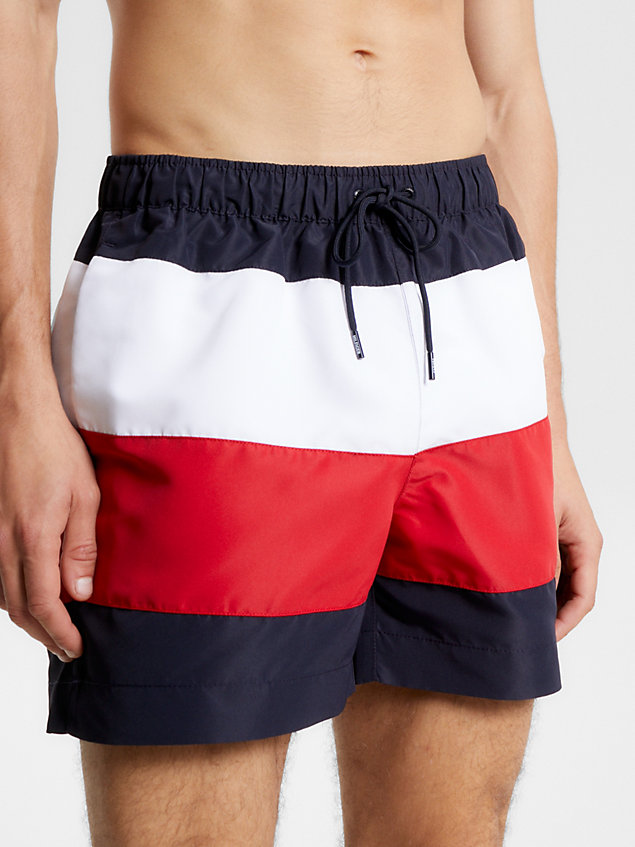 costume shorts global stripe media lunghezza blue da uomo tommy hilfiger