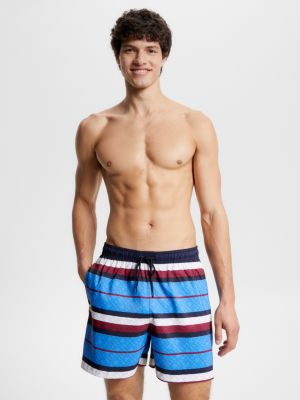 TH Monogram Mid Length Swim Shorts, BLUE