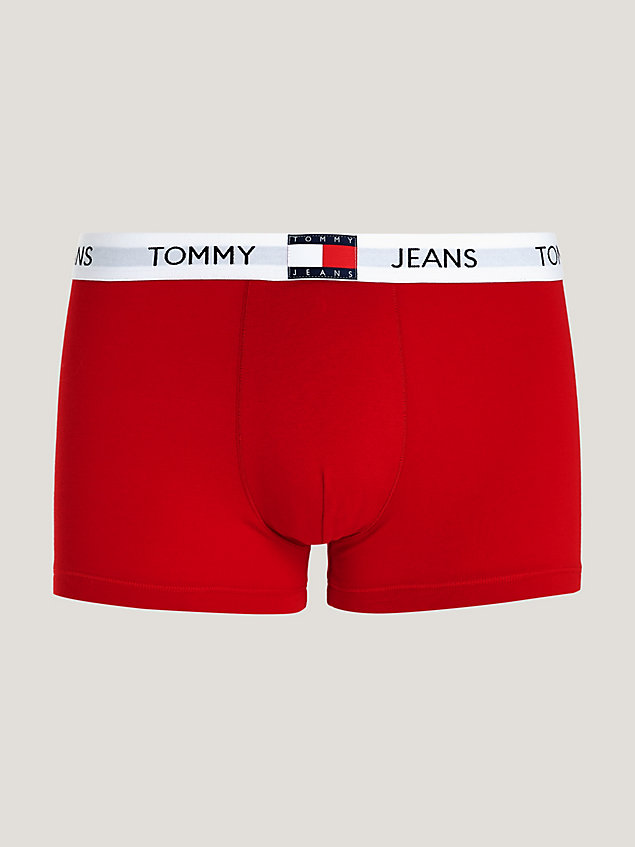 red heritage badge logo trunks for men tommy jeans