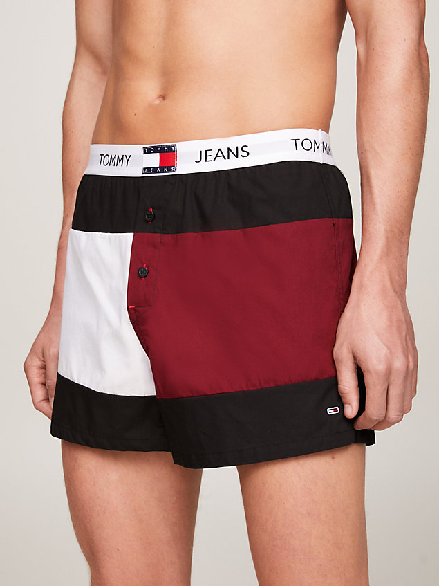 black heritage colour-blocked boxershort met badge voor heren - tommy jeans