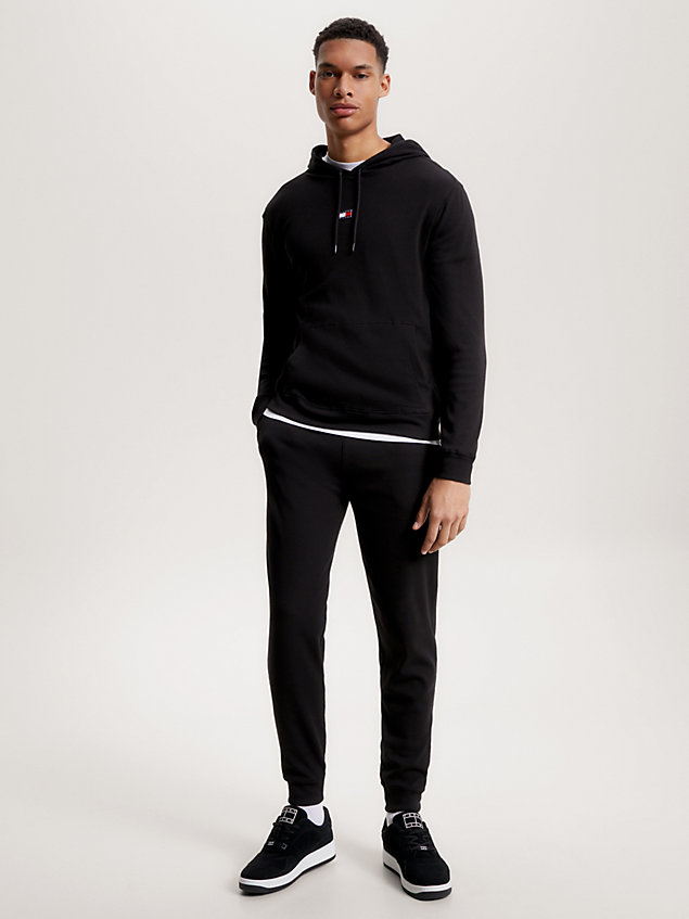 black heritage badge ribbed lounge joggers for men tommy jeans