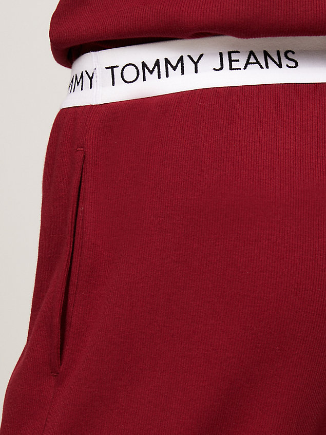 red heritage badge ribbed lounge joggers for men tommy jeans