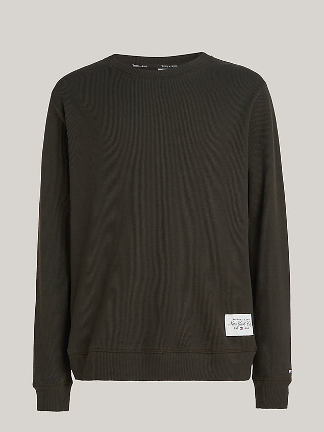 brown essential waffle texture lounge sweatshirt for men tommy jeans