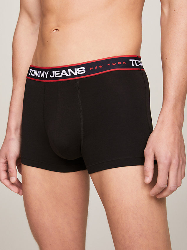 black new york 3-pack logo tape trunks for men tommy jeans