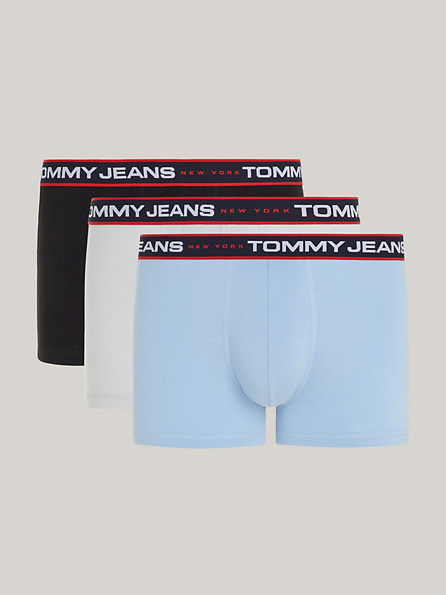 black new york 3-pack logo tape trunks for men tommy jeans
