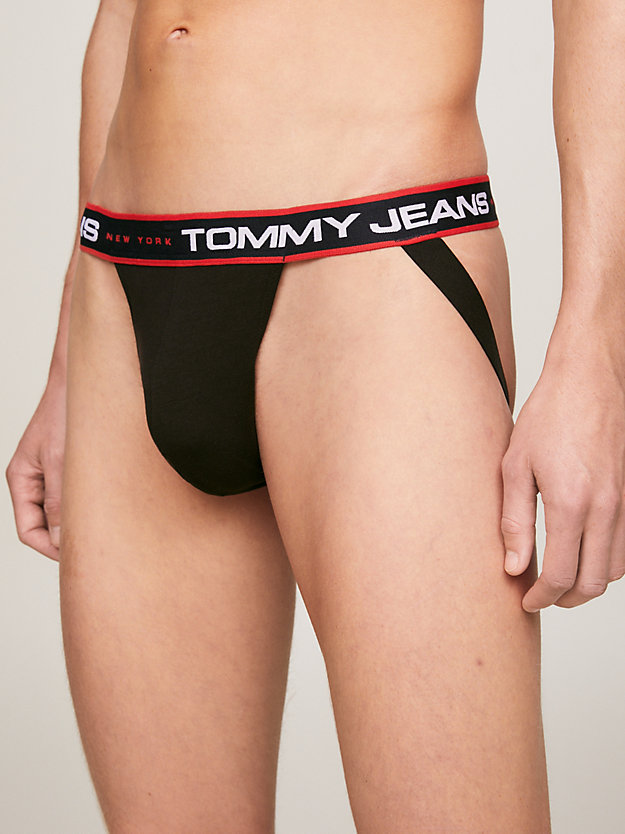 black new york 3-pack repeat logo jockstraps for men tommy jeans
