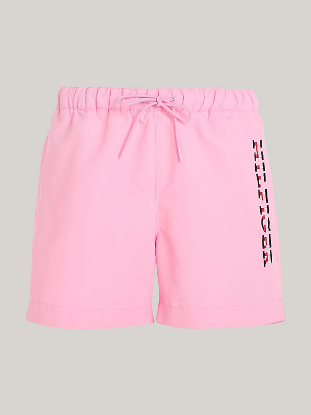 pink medium lange zwemshort met logo voor heren - tommy hilfiger