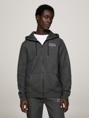 TH Established Logo Tape Lounge Hoody Grey Tommy Hilfiger