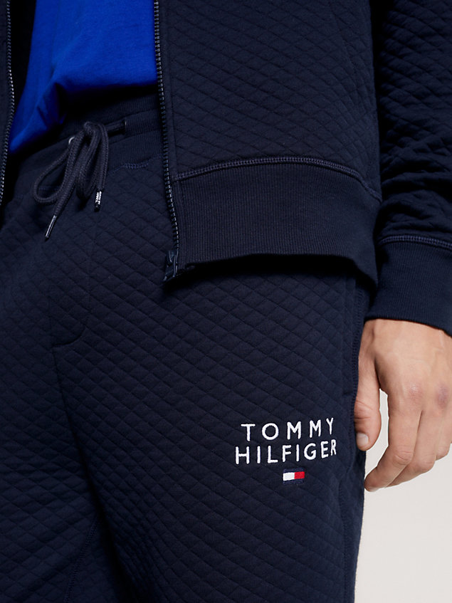 blue th original quilted loungejogger voor heren - tommy hilfiger