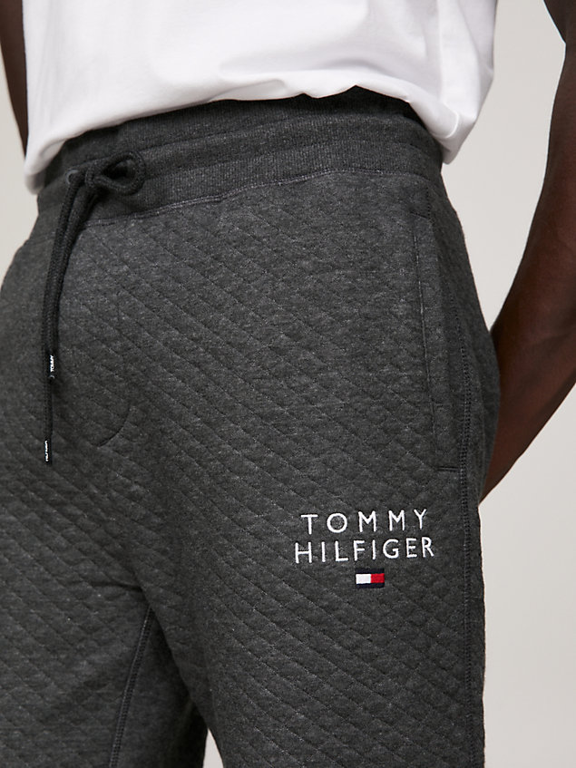 grey th original diamond quilted lounge joggers for men tommy hilfiger
