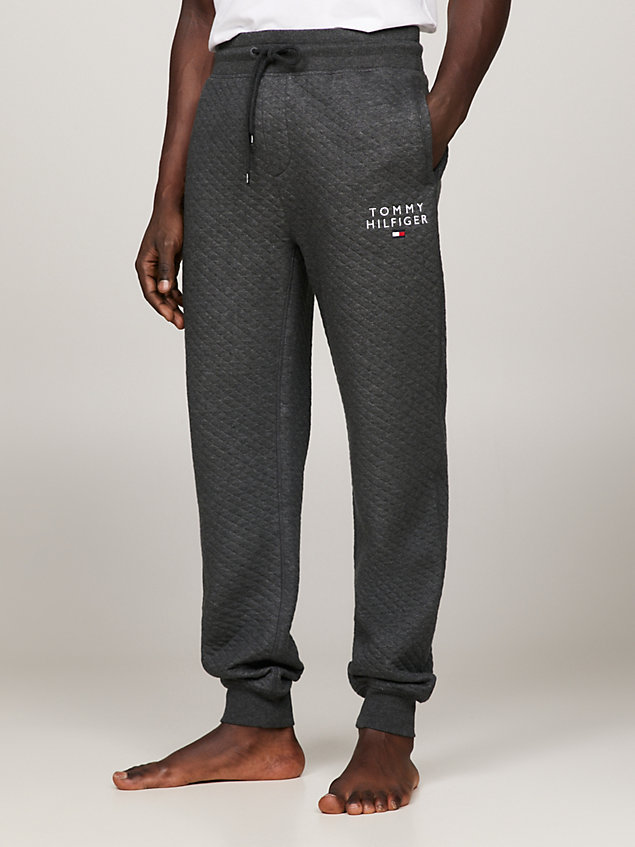 grey th original quilted loungejogger voor heren - tommy hilfiger