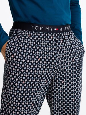 pantaloni del pigiama original con stampa blu da uomini tommy hilfiger