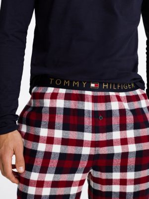 pantaloni del pigiama original in flanella blu da uomini tommy hilfiger