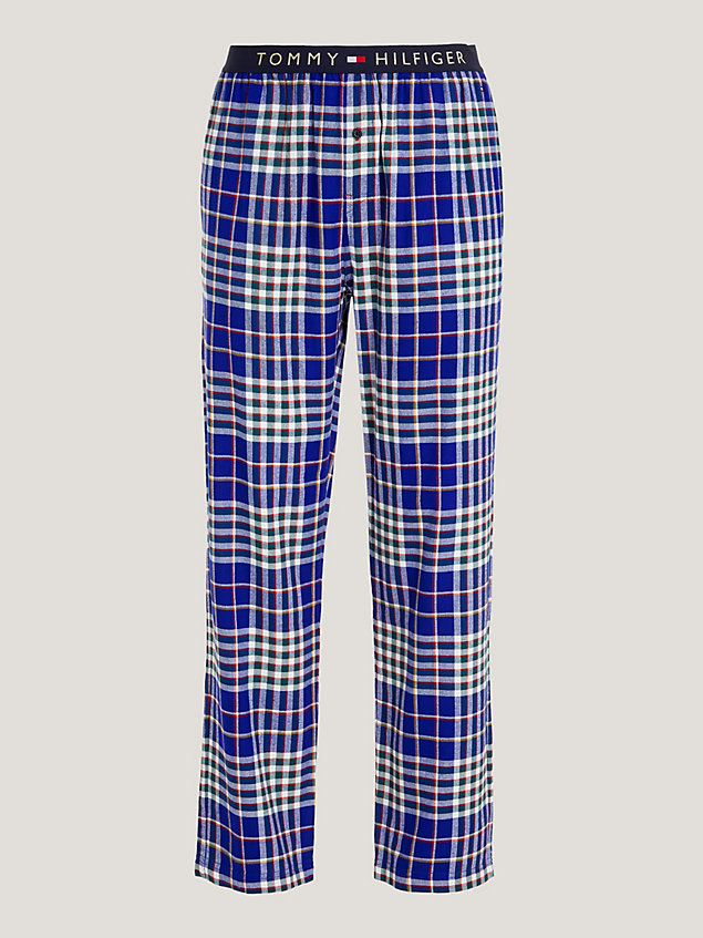 pantalón de pijama th original de franela blue de hombre tommy hilfiger
