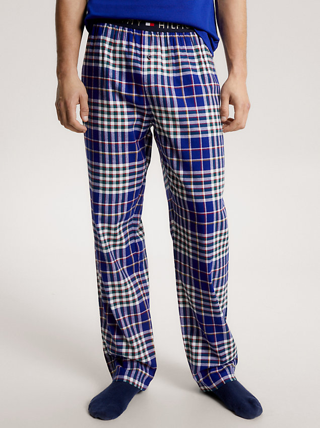 pantalón de pijama th original de franela blue de hombre tommy hilfiger