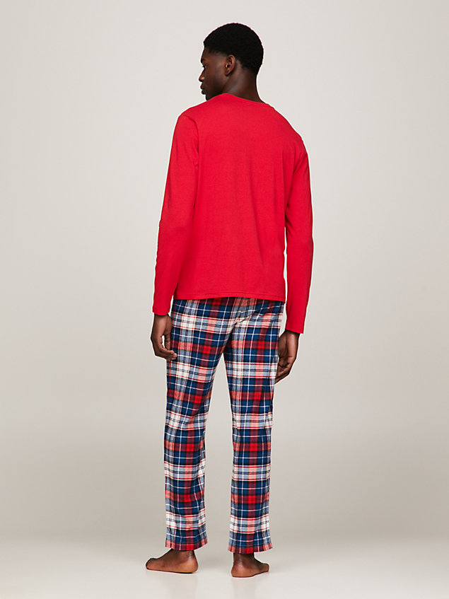 red flanelowa piżama th original w ozdobnym pudełku dla mężczyźni - tommy hilfiger