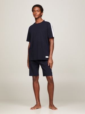 blue th established logo tape lounge t-shirt for men tommy hilfiger