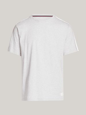 t-shirt lounge th established con righe grigio da uomini tommy hilfiger