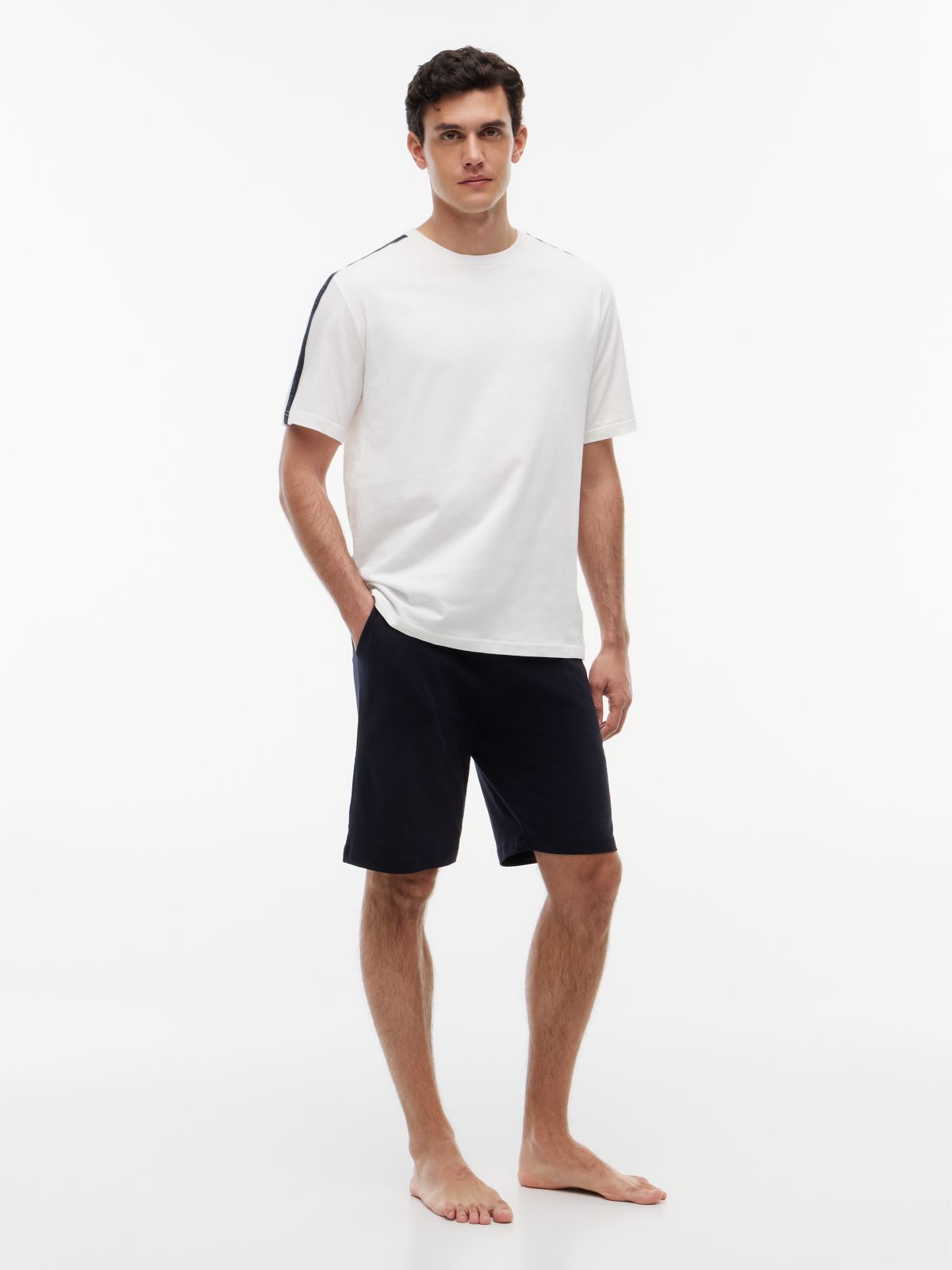 TH Established Stripe Sleeve Lounge T-Shirt — White