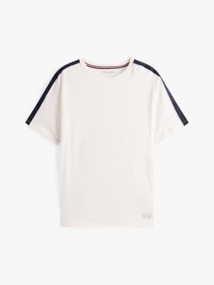 white th established stripe sleeve lounge t-shirt for men tommy hilfiger