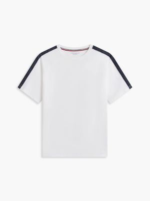 weiß th established lounge-t-shirt mit logo-tape für herren - tommy hilfiger
