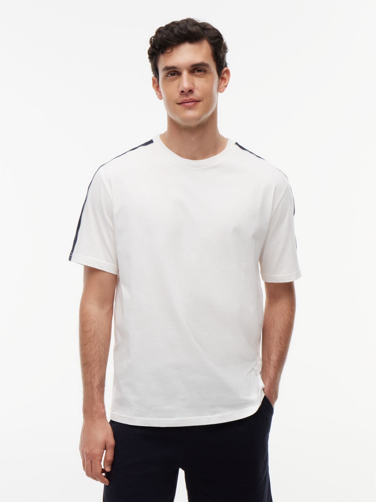 TH Established Stripe Sleeve Lounge T-Shirt — White