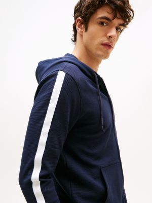 blau th established lounge-hoodie mit reißverschluss für herren - tommy hilfiger