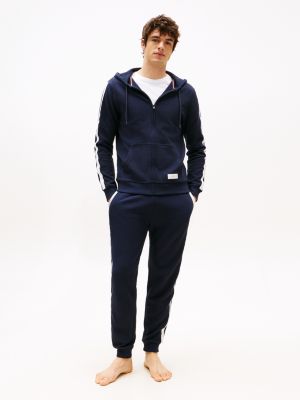 blue th established zip-thru lounge hoody for men tommy hilfiger