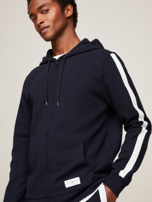 blau th established lounge-hoodie mit reißverschluss für herren - tommy hilfiger