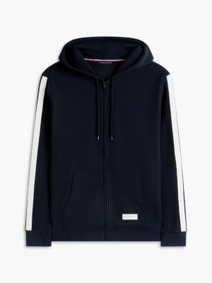 blauw th established loungehoodie met rits voor heren - tommy hilfiger