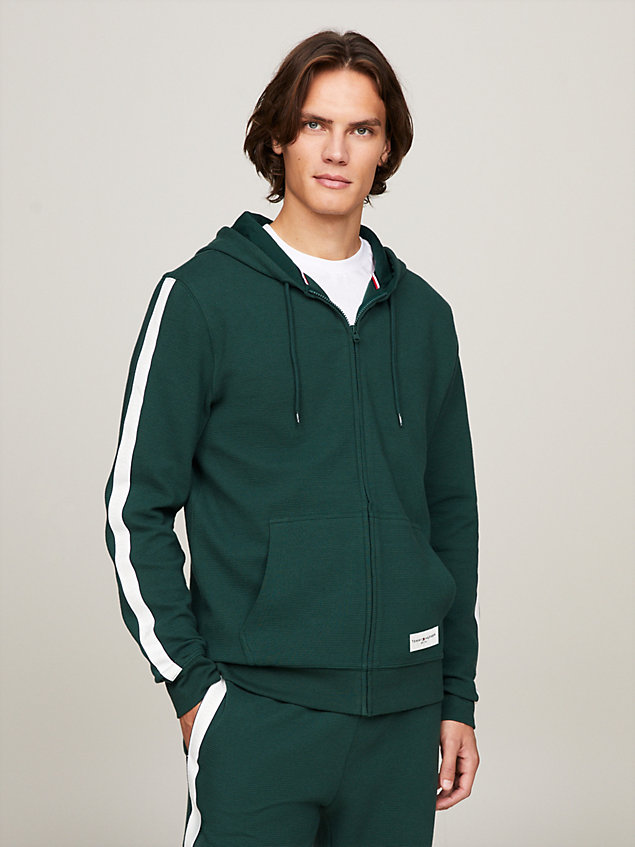 green th established lounge-hoodie met logotape voor heren - tommy hilfiger