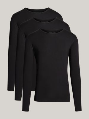 black 3-pack premium essential long sleeve t-shirts for men tommy hilfiger