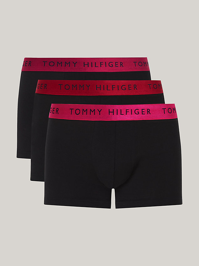red cadeauset met 3 boxershorts met metallic taille voor heren - tommy hilfiger
