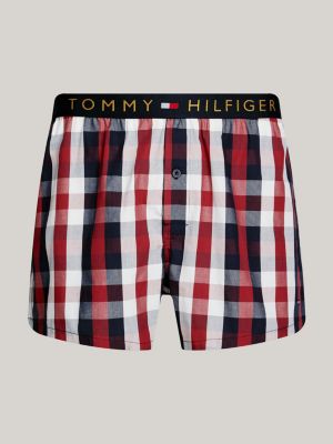 caleçon original à motif en coton tissé bleu pour hommes tommy hilfiger