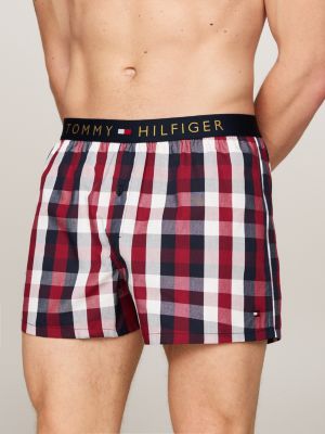 Original geweven boxershort met print Blauw Tommy Hilfiger