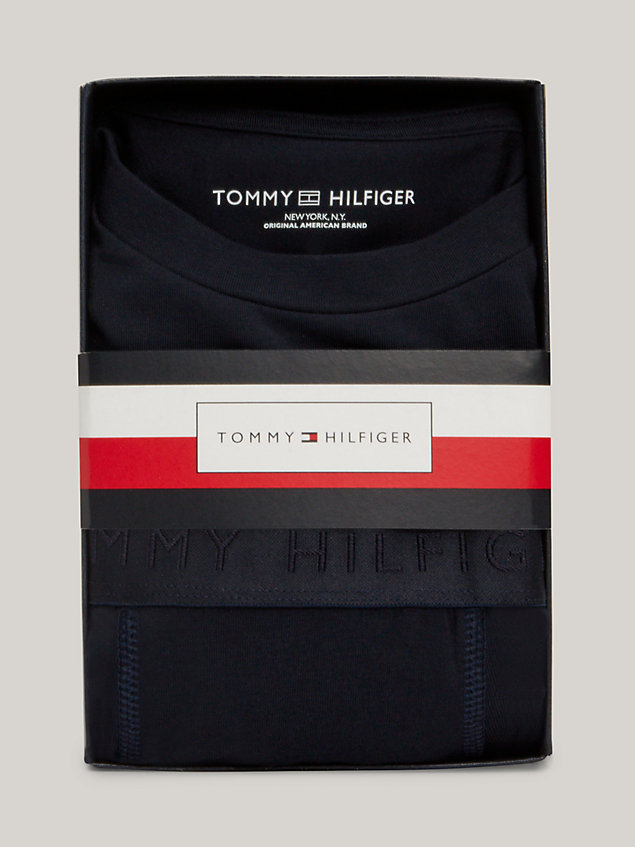 blue metallic waistband t-shirt and trunks gift set for men tommy hilfiger