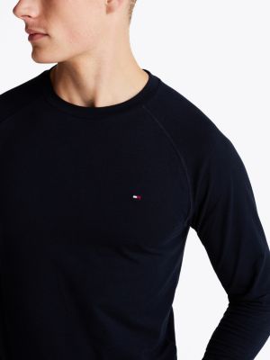 haut thermique à manches longues bleu pour hommes tommy hilfiger