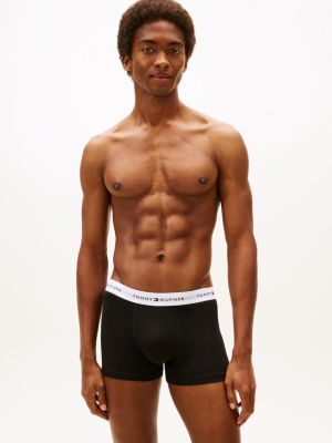 black 5-pack signature repeat logo waistband trunks for men tommy hilfiger