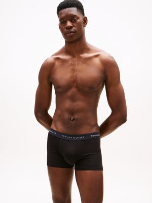 black 5-pack signature repeat logo waistband trunks for men tommy hilfiger