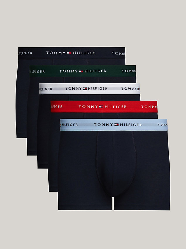 red set van 5 boxershorts met signature-logoband voor heren - tommy hilfiger