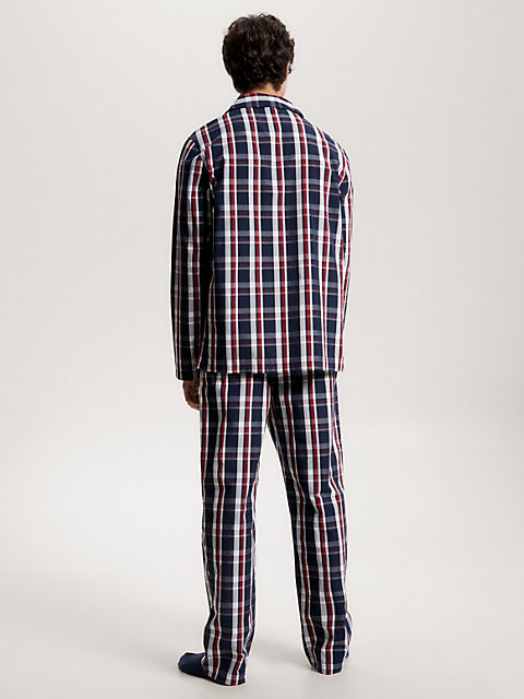 blue global stripe waistband long-sleeve pyjama set for men tommy hilfiger