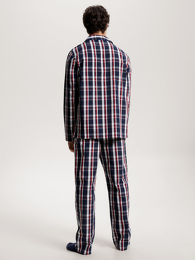 pyjama global stripe à manches longues blue pour hommes tommy hilfiger