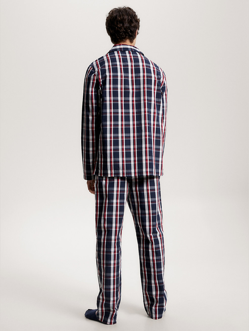 blue global stripe langarm-pyjama für herren - tommy hilfiger